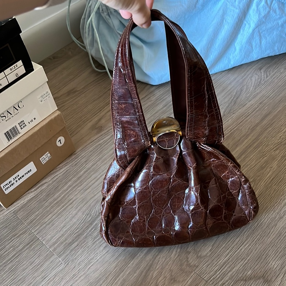 Brown animal leather purse